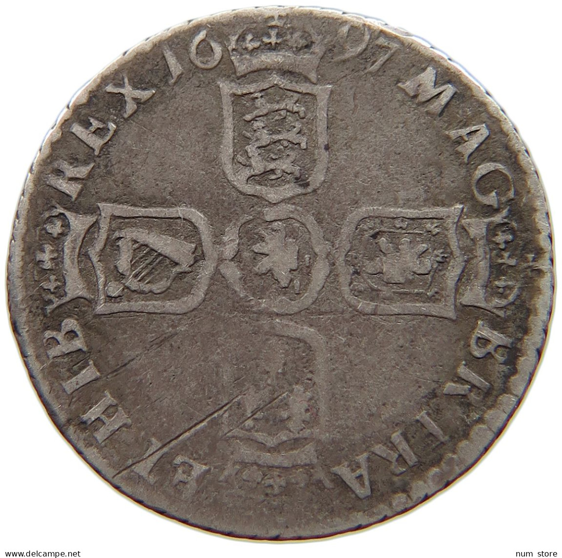 GREAT BRITAIN SIXPENCE 1697 WILLIAM III. (1694-1702) 1697 Y RARE #t059 0077 - G. 6 Pence