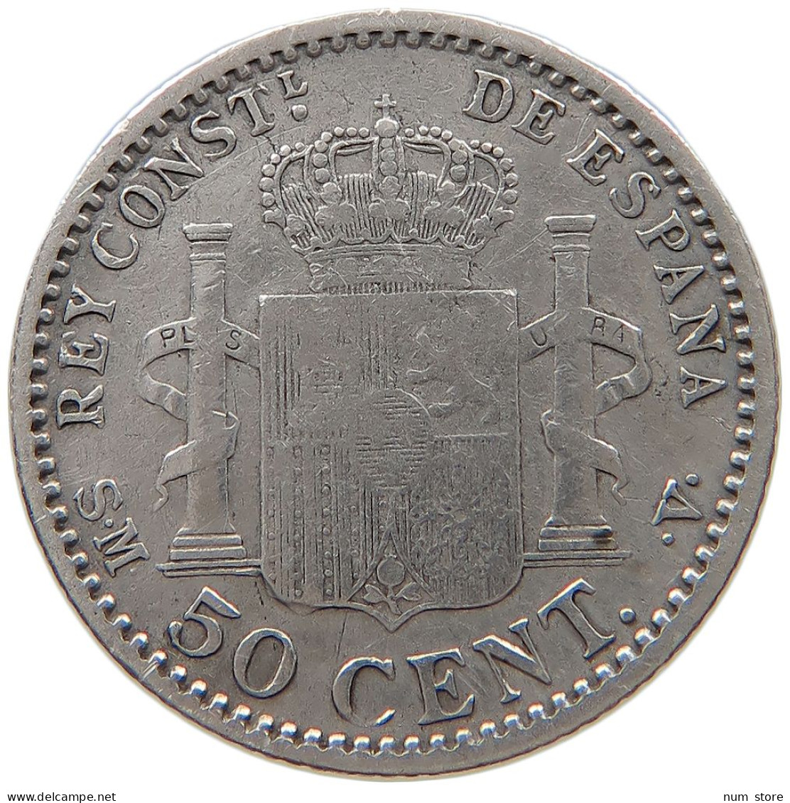 SPAIN 50 CENTIMOS 1900 Alfonso XIII. (1886–1941) #t162 0245 - Sonstige & Ohne Zuordnung