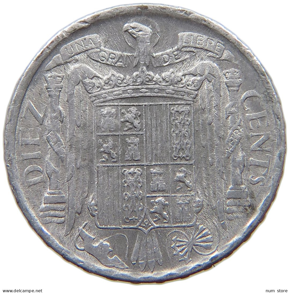 SPAIN 10 CENTIMOS 1945 Francisco Franco 1939-1975 #s069 0103 - 10 Céntimos