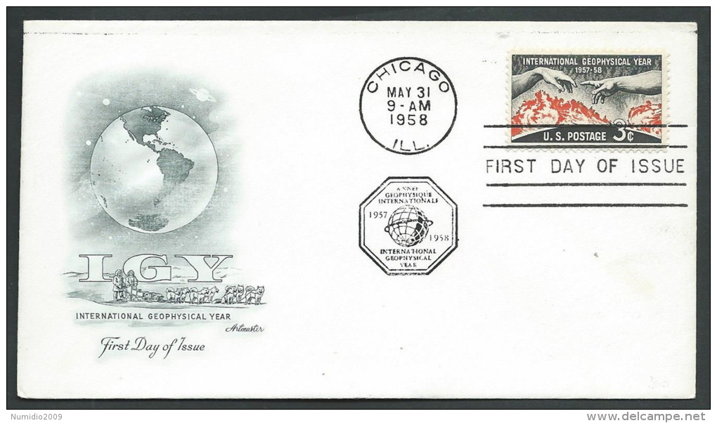 1958 USA FDC IGY NO TIMBRO ARRIVO - V-2 - 1951-1960