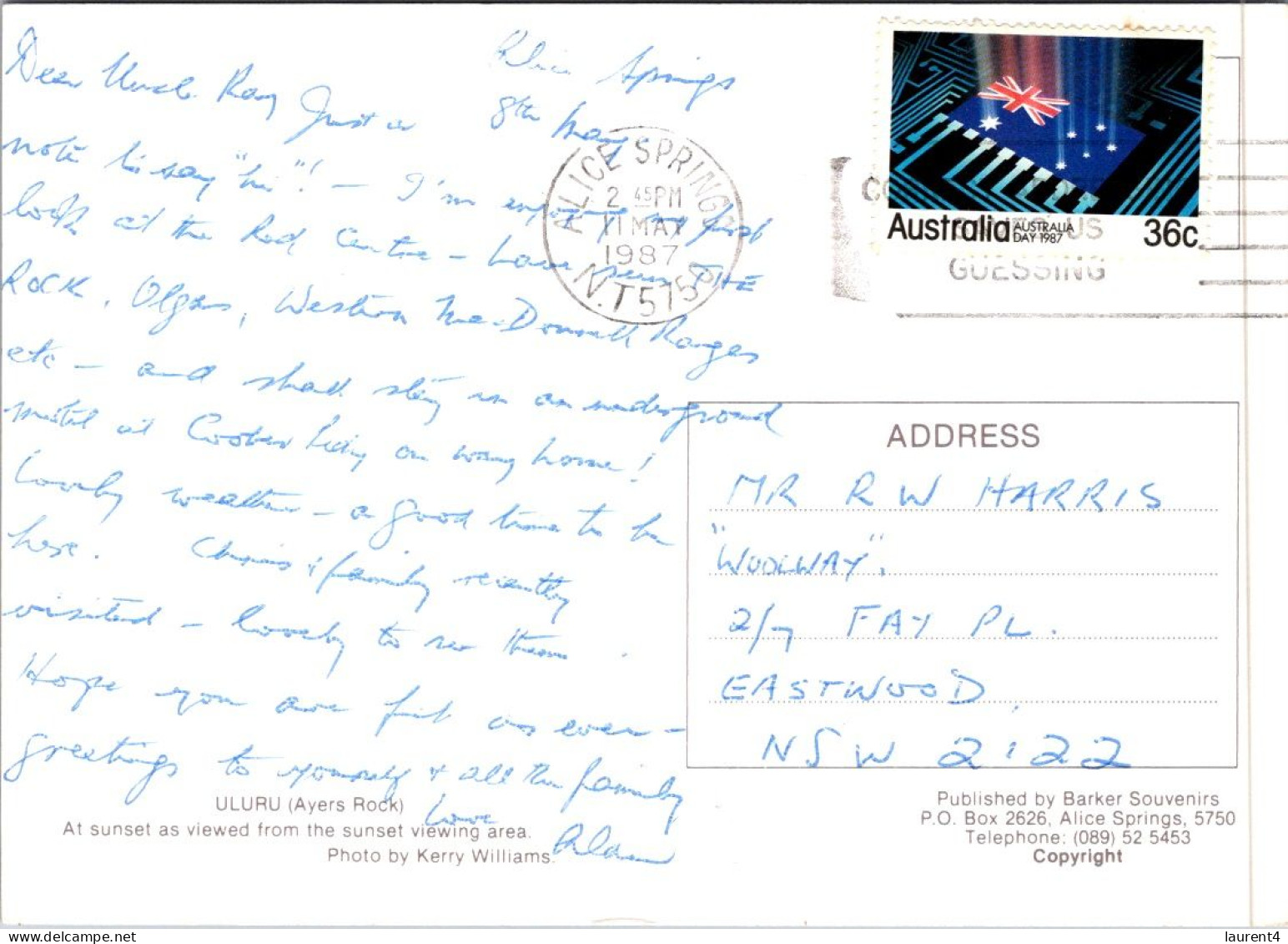 12-11-2023 (2 V 1) Australia (posted With Stamp 1987) NT - Uluru (aka Ayers Rock) UNESCO - Uluru & The Olgas