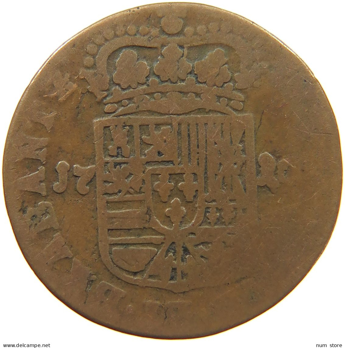 SPANISH NETHERLANDS LIARD 1710 FELIPE V. (1700-1724, 1724-1746) #c032 0655 - 1556-1713 Pays-Bas Espagols