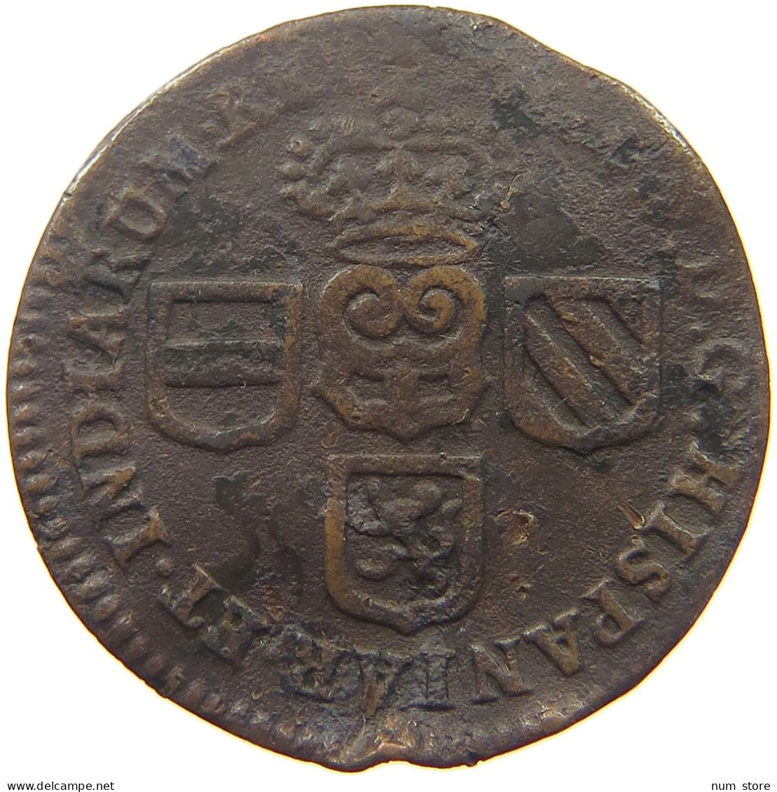 SPANISH NETHERLANDS LIARD 1709 FELIPE V. (1700-1724, 1724-1746) #a002 0669 - 1556-1713 Pays-Bas Espagols