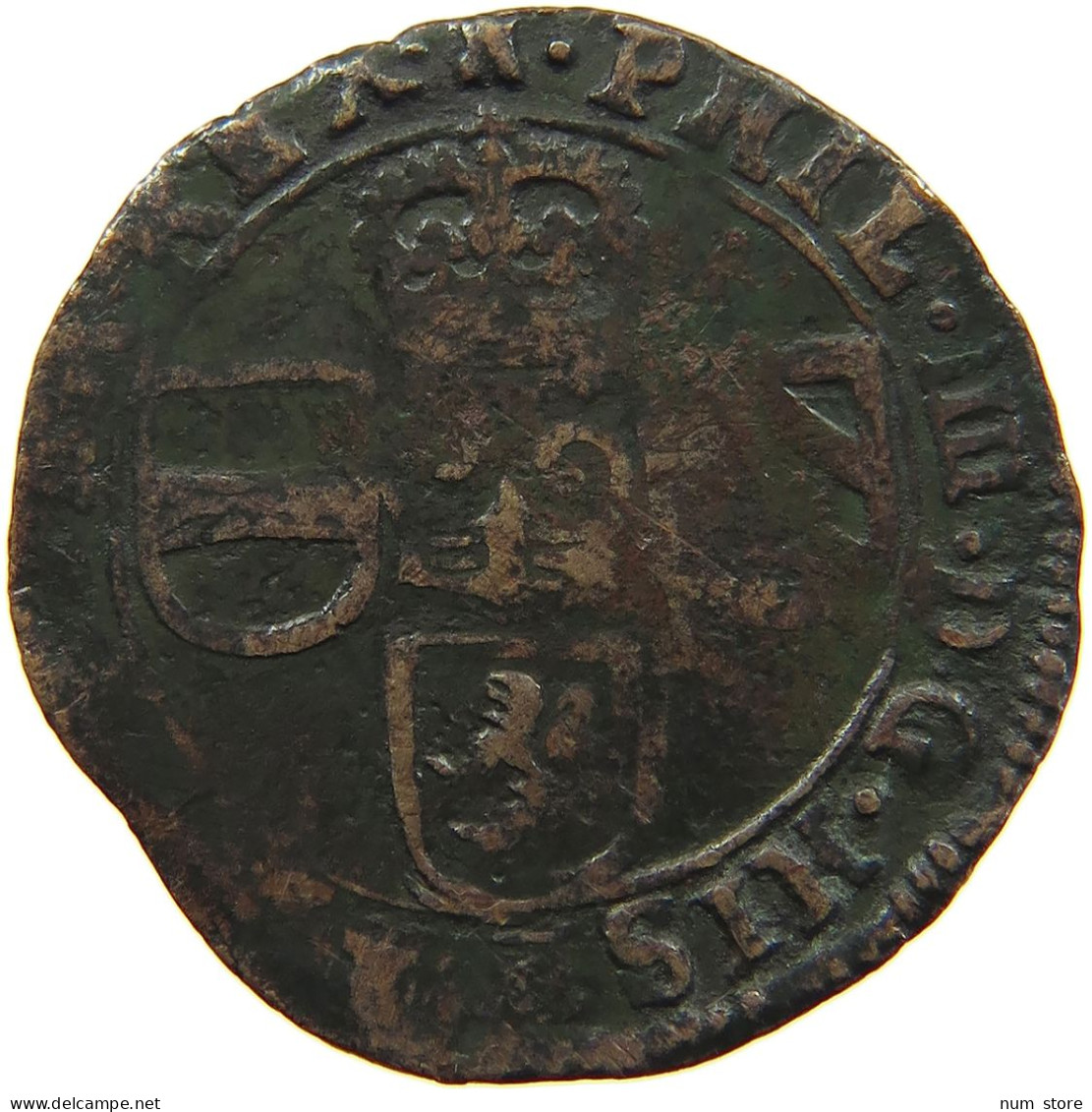 SPANISH NETHERLANDS LIARD 1658 FELIPE IV. 1621-1665 #t158 0665 - 1556-1713 Pays-Bas Espagols