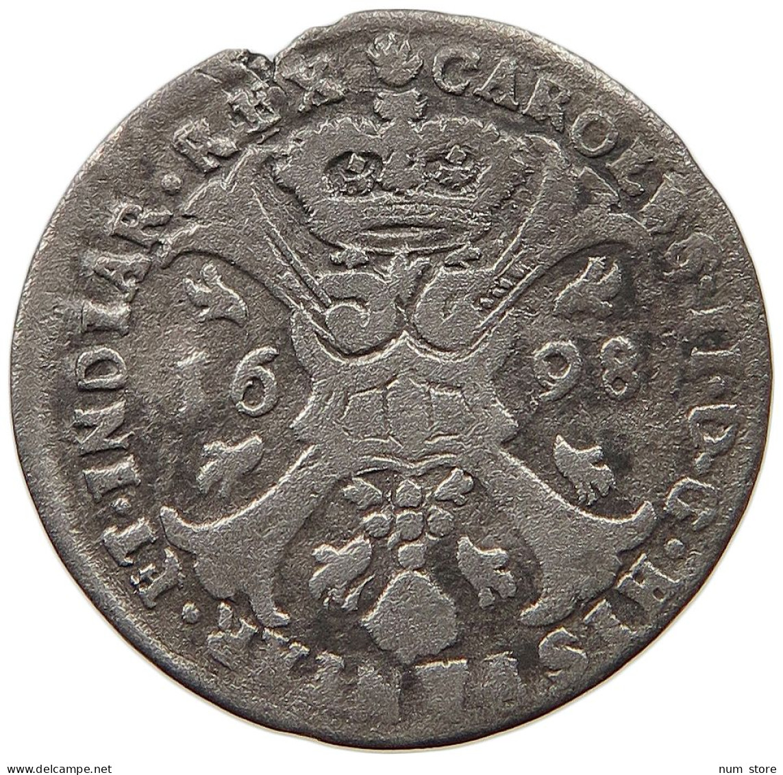 SPANISH NETHERLANDS SCHELLING 1698 CARLOS II (1665-1700) #t065 0069 - 1556-1713 Spanish Netherlands