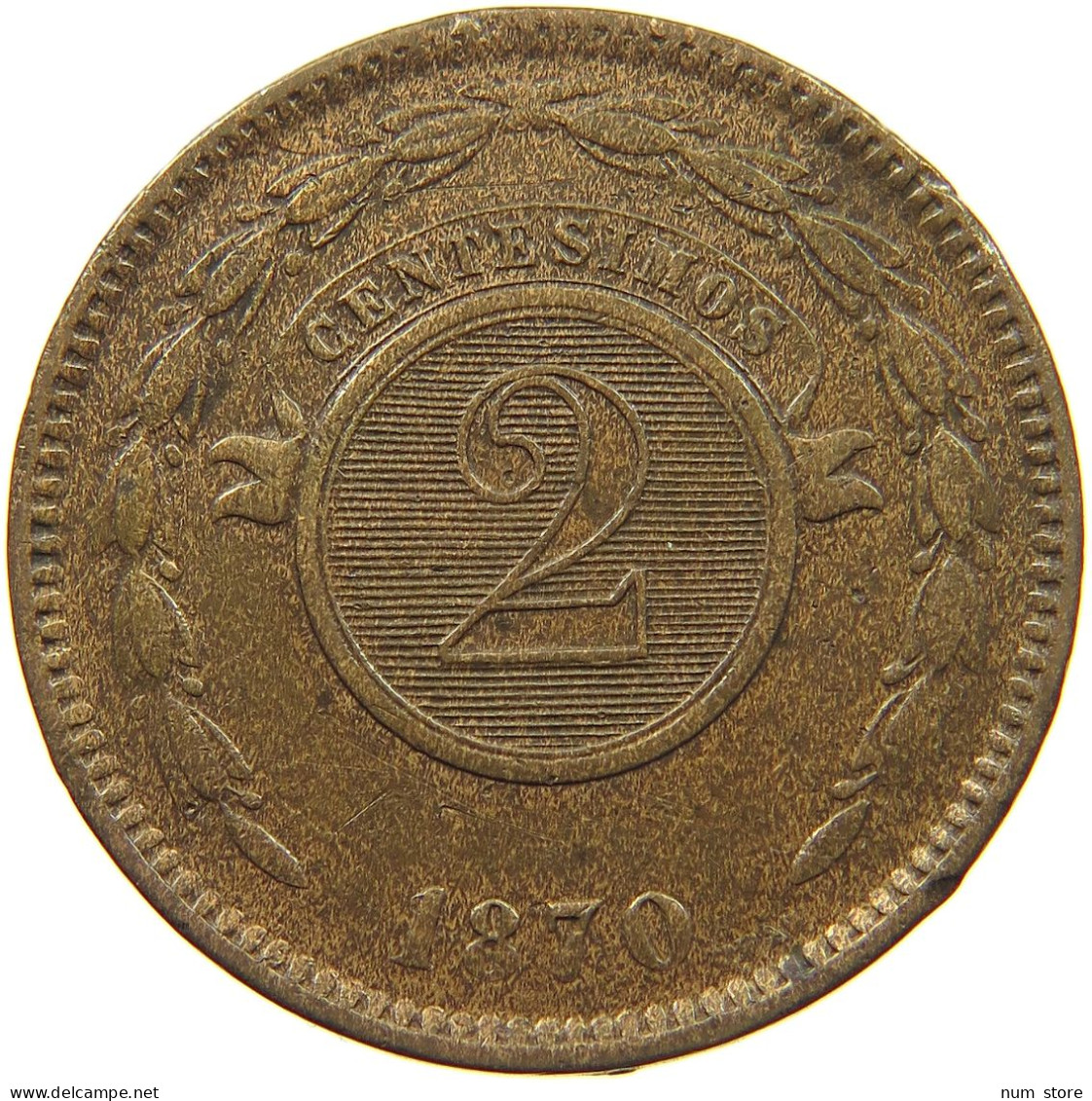 PARAGUAY 2 CENTESIMOS 1870  #c009 0145 - Paraguay