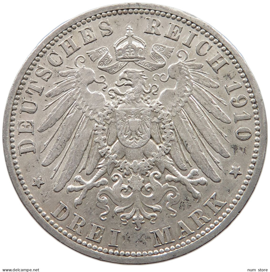 PREUSSEN 3 MARK 1910  #t007 0263 - 2, 3 & 5 Mark Silver