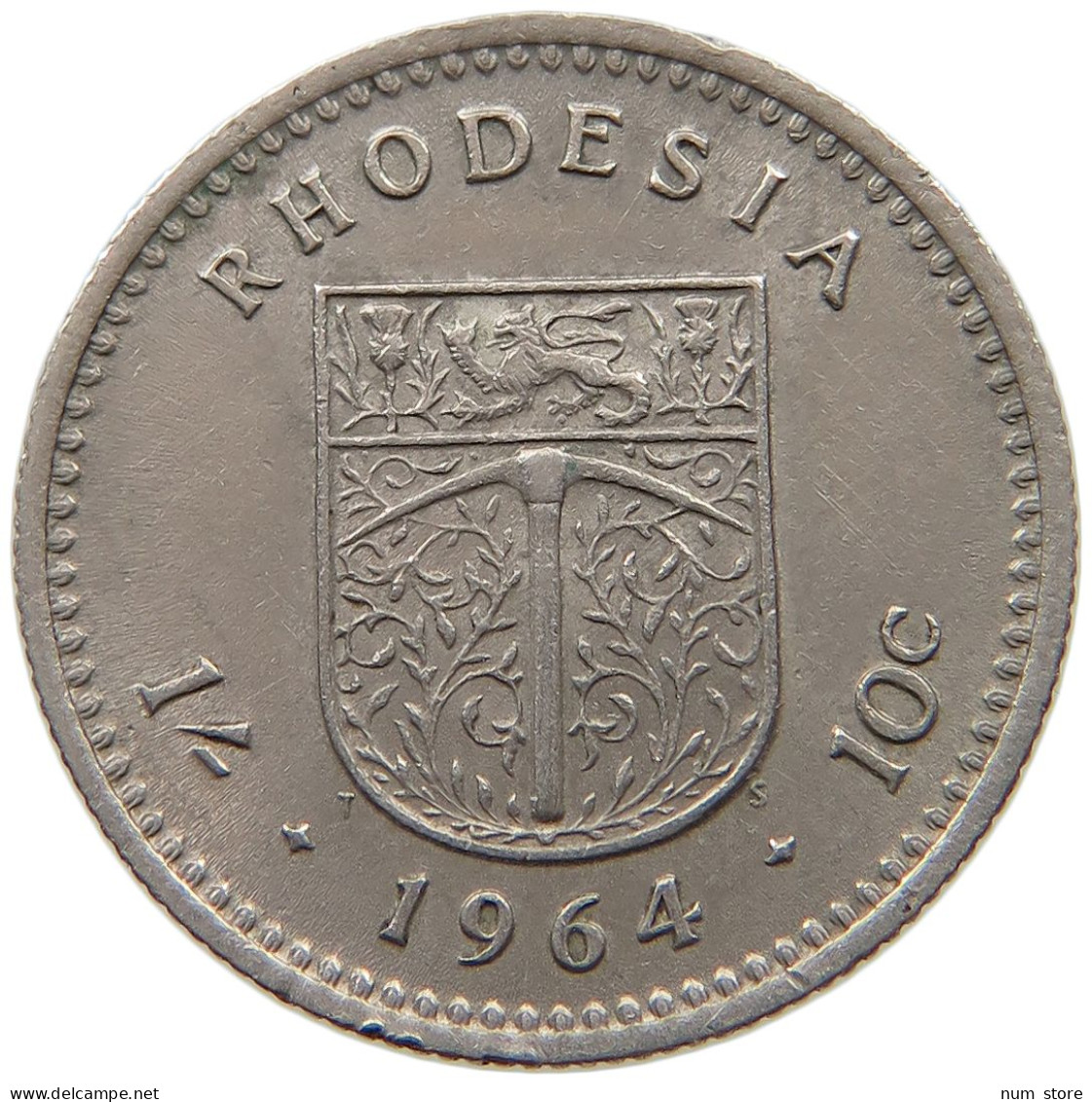 RHODESIA 10 CENTS 1964 Elizabeth II. (1952-2022) #a034 0685 - Rhodesië