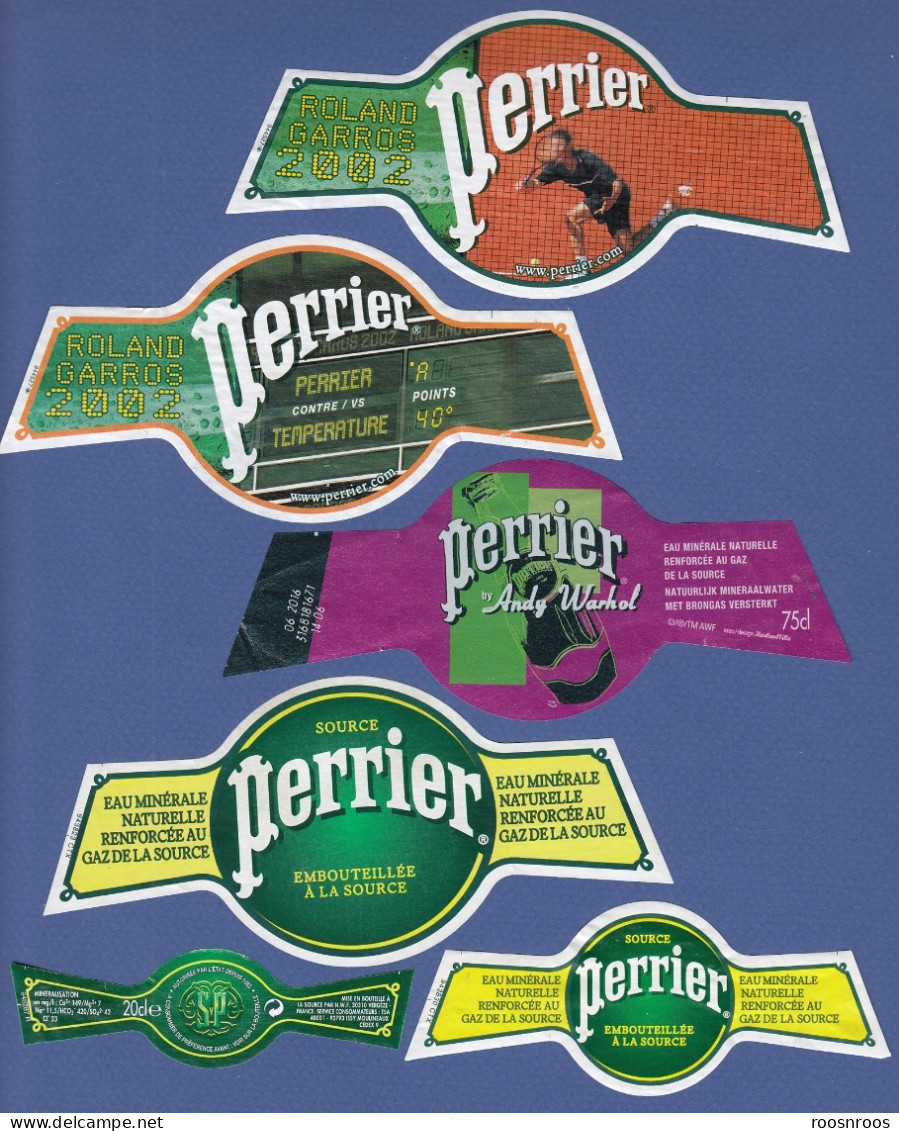 LOT D'ETIQUETTES DE PERRIER - DONT EDITIONS ROLAND GARROS 2002 ET ANDY WARHOL - Perrier