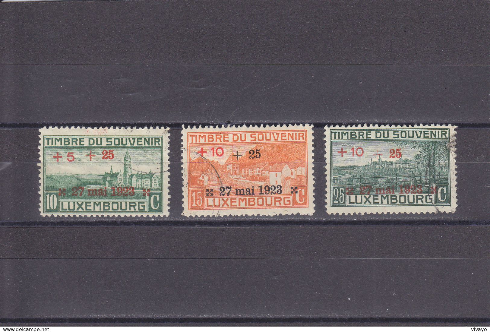 LUXEMBOURG - O / FINE CANCELLED - 1923 - TIMBRES DU SOUVENIR - OVERPRINTS - Yv. 142/144 - Mi. 144/146 - Used Stamps