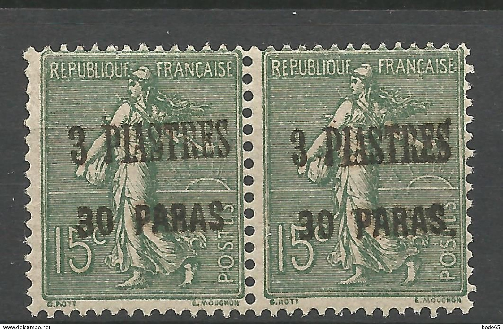 LEVANT PAIRE DE N° 39 Variétée Point Après S De PARAS NEUF** LUXE SANS CHARNIERE  / Hingeless /MNH/ Signé CALVES - Neufs