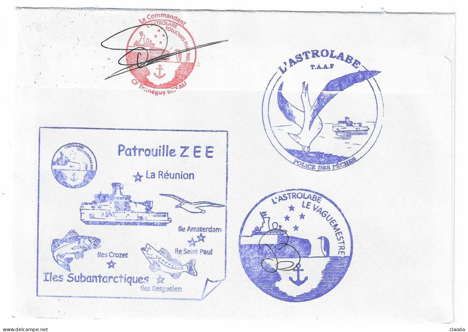 AB 16 - L'ASTROLABE - PATROUILLE ZEE - ÎLES SUBANTARCTIQUES 2023 - CROZET (ALFRED FAURE) TP TAAF - 2 SCAN - Storia Postale