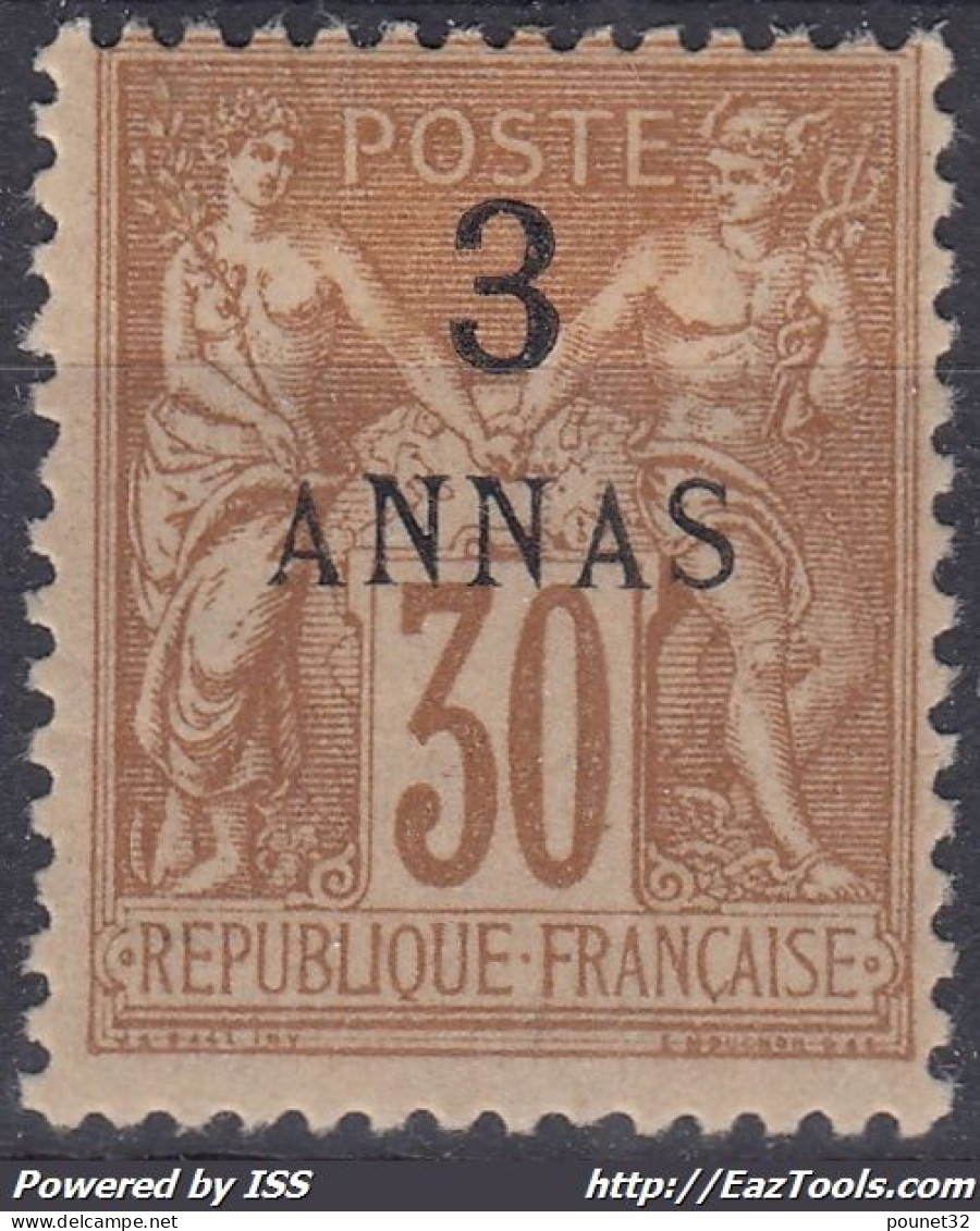 TIMBRE ZANZIBAR SAGE SURCHARGE 3 ANNAS N° 6 NEUF * GOMME AVEC CHARNIERE - Neufs