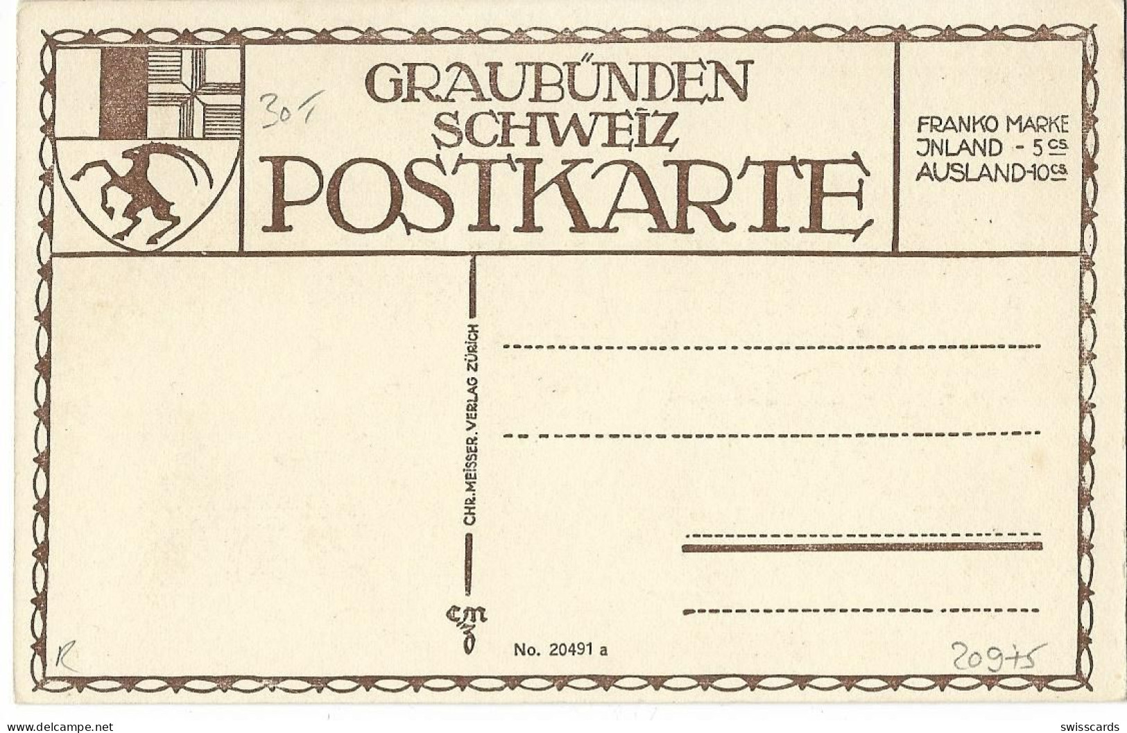 KLOSTERS-PLATZ: Tiefverschneite Dorfpassage, CMZ-AK ~1920 - Klosters