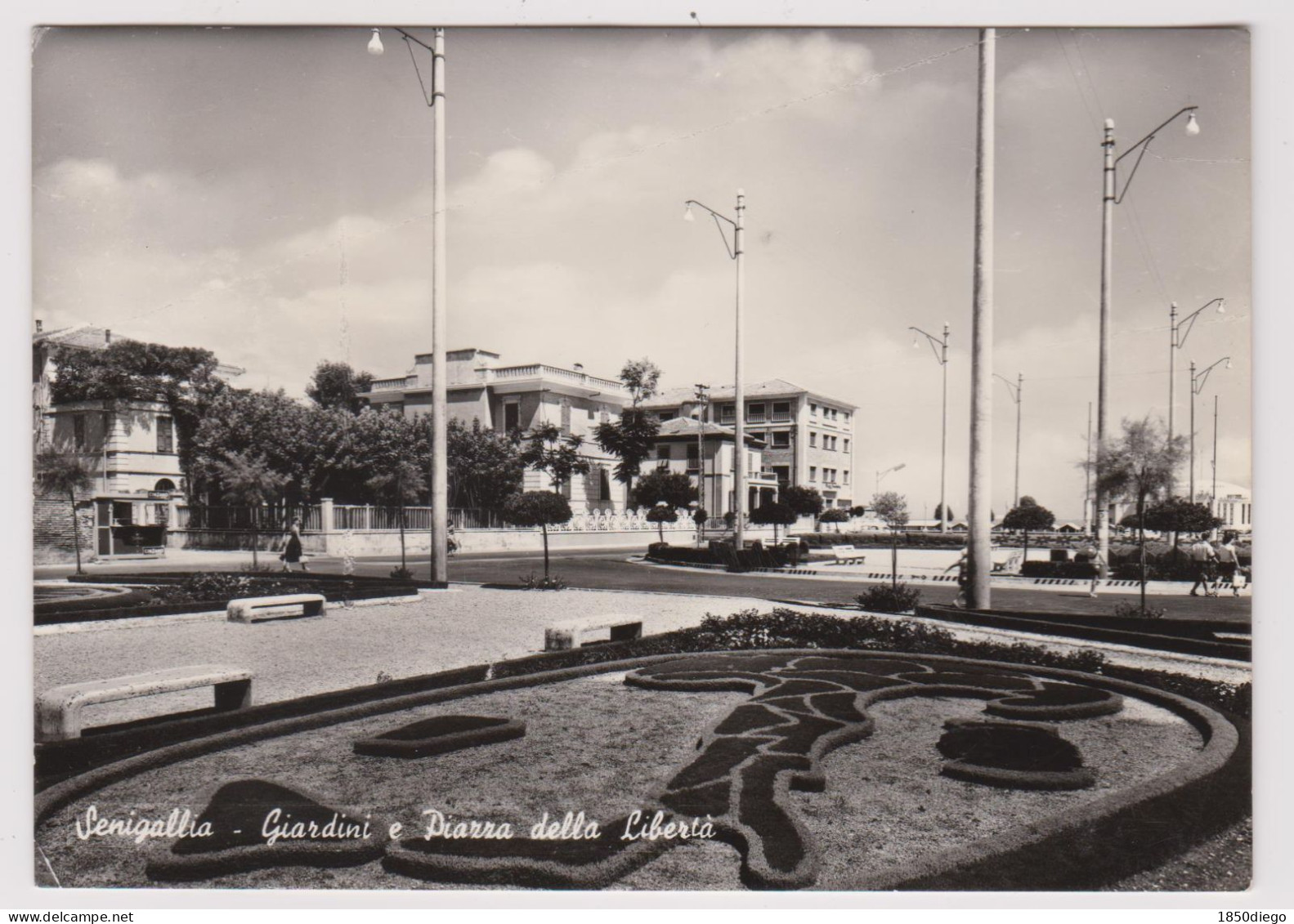 SENIGALLIA - GIARDINI E PIAZZA DELLA LIBERTA' F/GRANDE VIAGGIATA 1963? ANIMAZIONE - Senigallia