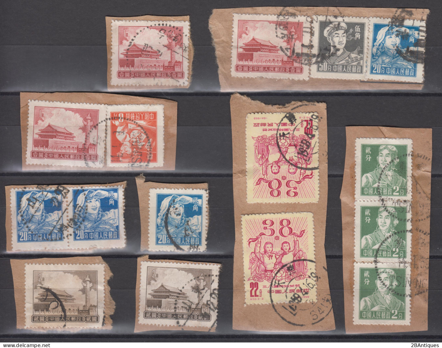 PR CHINA 1950s - Stamps On Paper - Used Stamps