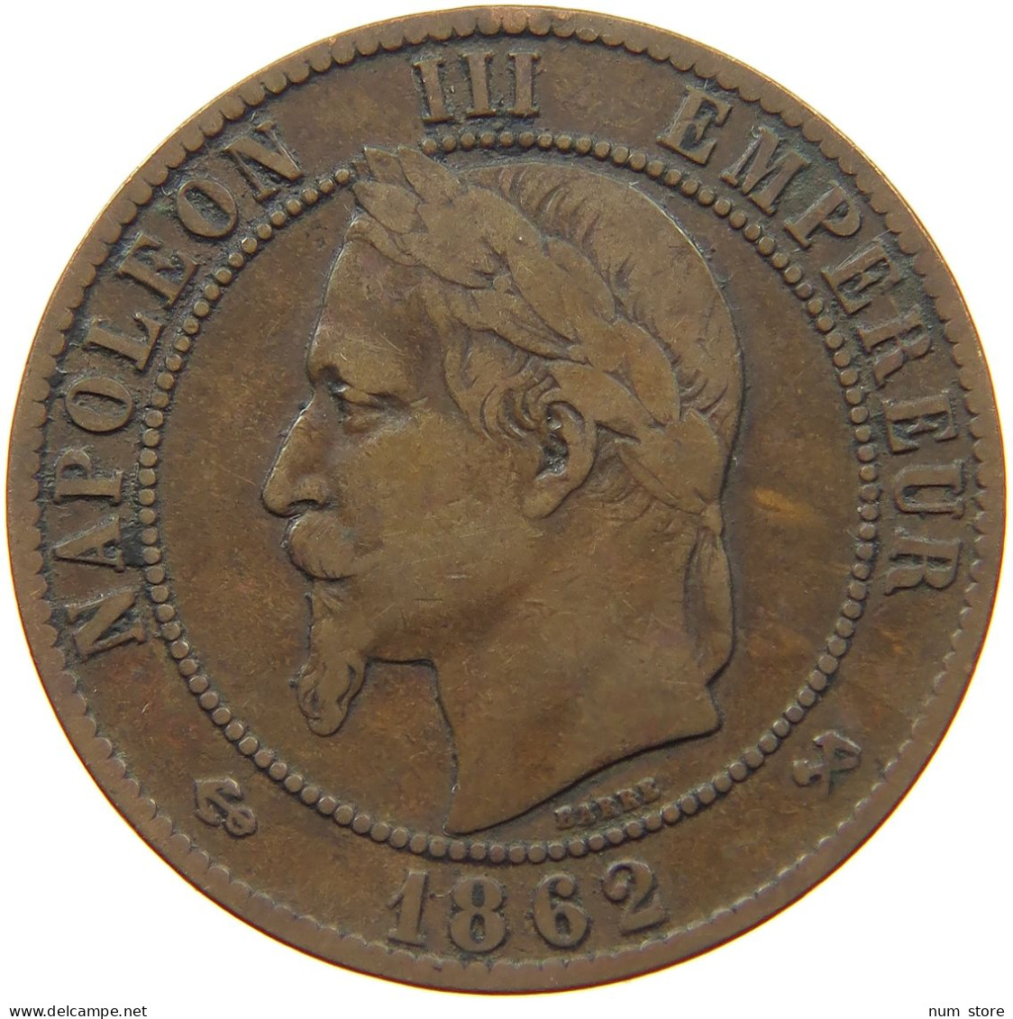 FRANCE 10 CENTIMES 1862 K Napoleon III. (1852-1870) #s077 0023 - 10 Centimes