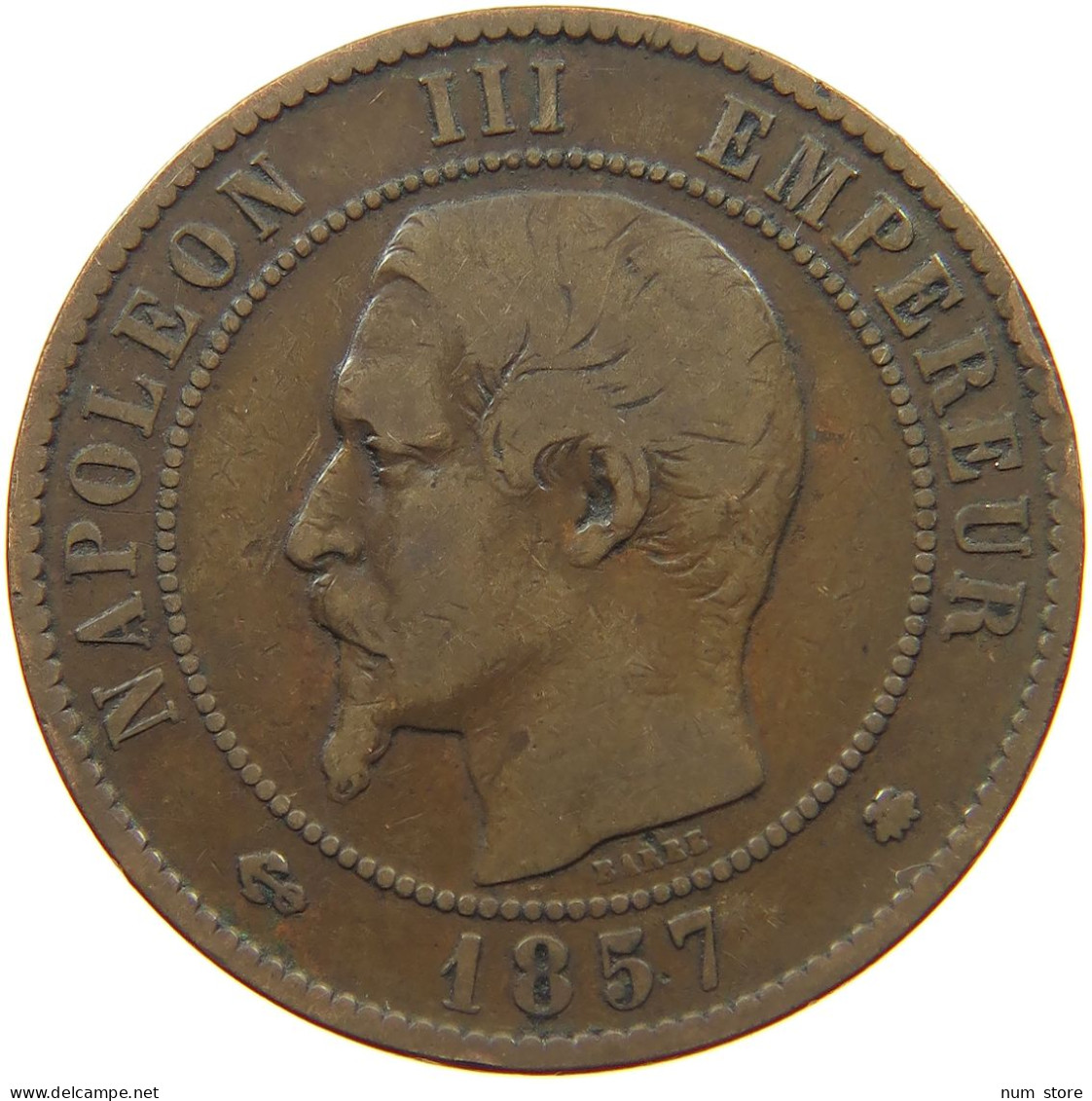 FRANCE 10 CENTIMES 1857 BB Napoleon III. (1852-1870) #s077 0035 - 10 Centimes