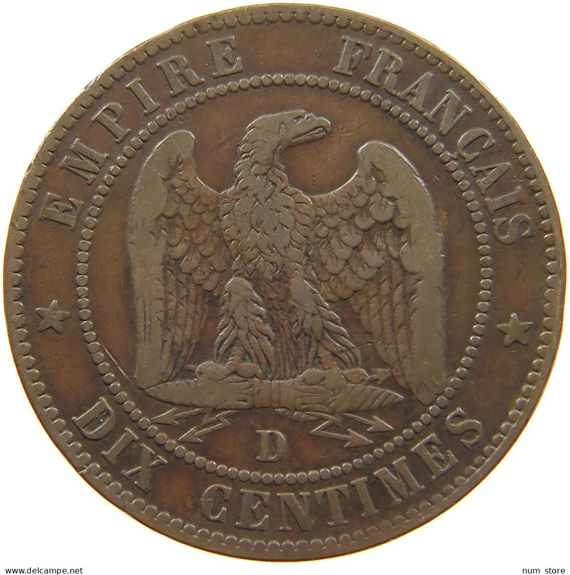 FRANCE 10 CENTIMES 1856 D Napoleon III. (1852-1870) #a059 0355 - 10 Centimes