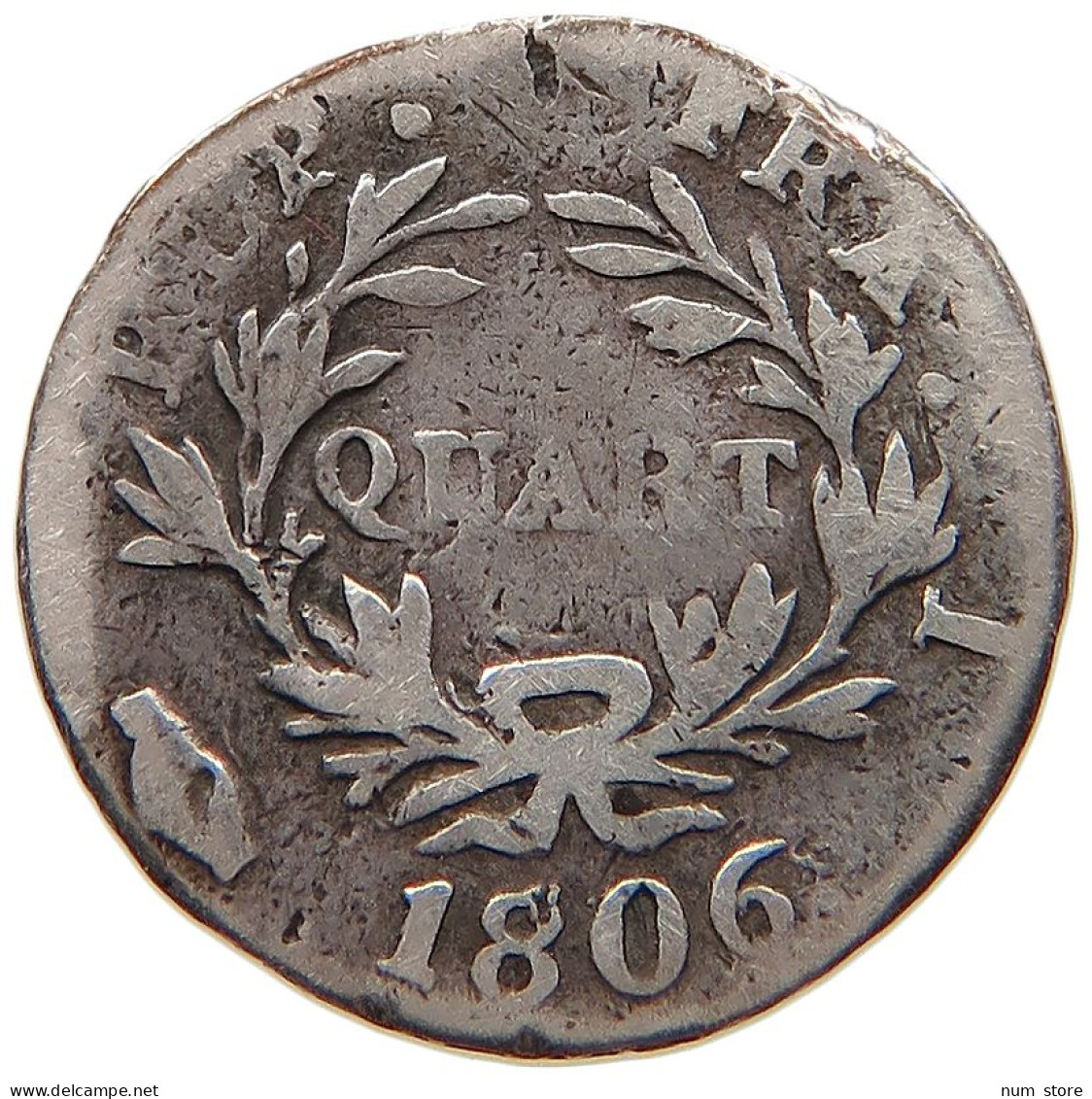 FRANCE 1/4 FRANC QUART 1806 I LIMOGES Napoleon I. (1804-1814, 1815) RARE #t021 0261 - 1/4 Franc