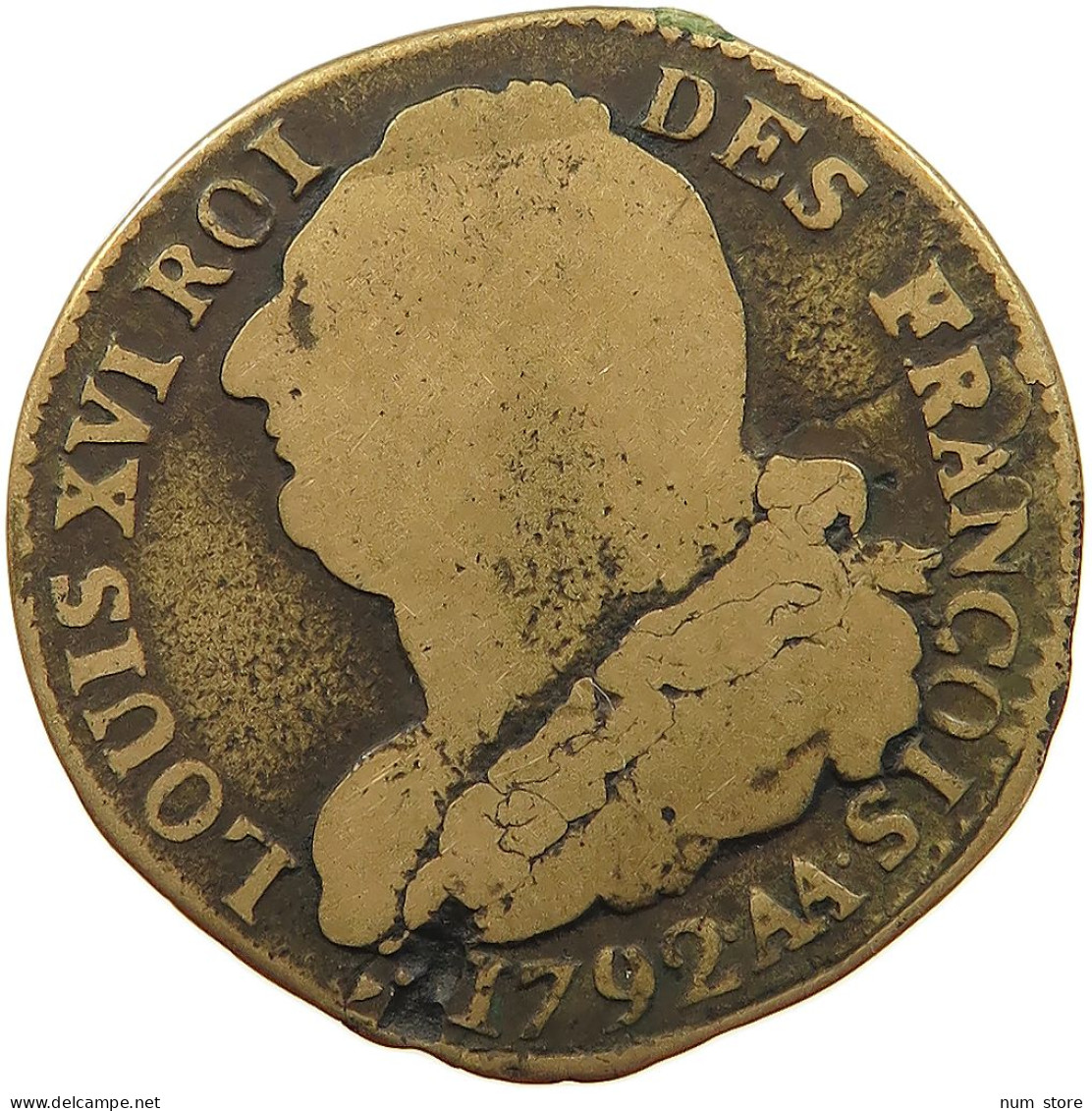 FRANCE 2 SOLS 1792 AA Louis XVI (1774-1793) #s076 0499 - 1791-1792 Constitution