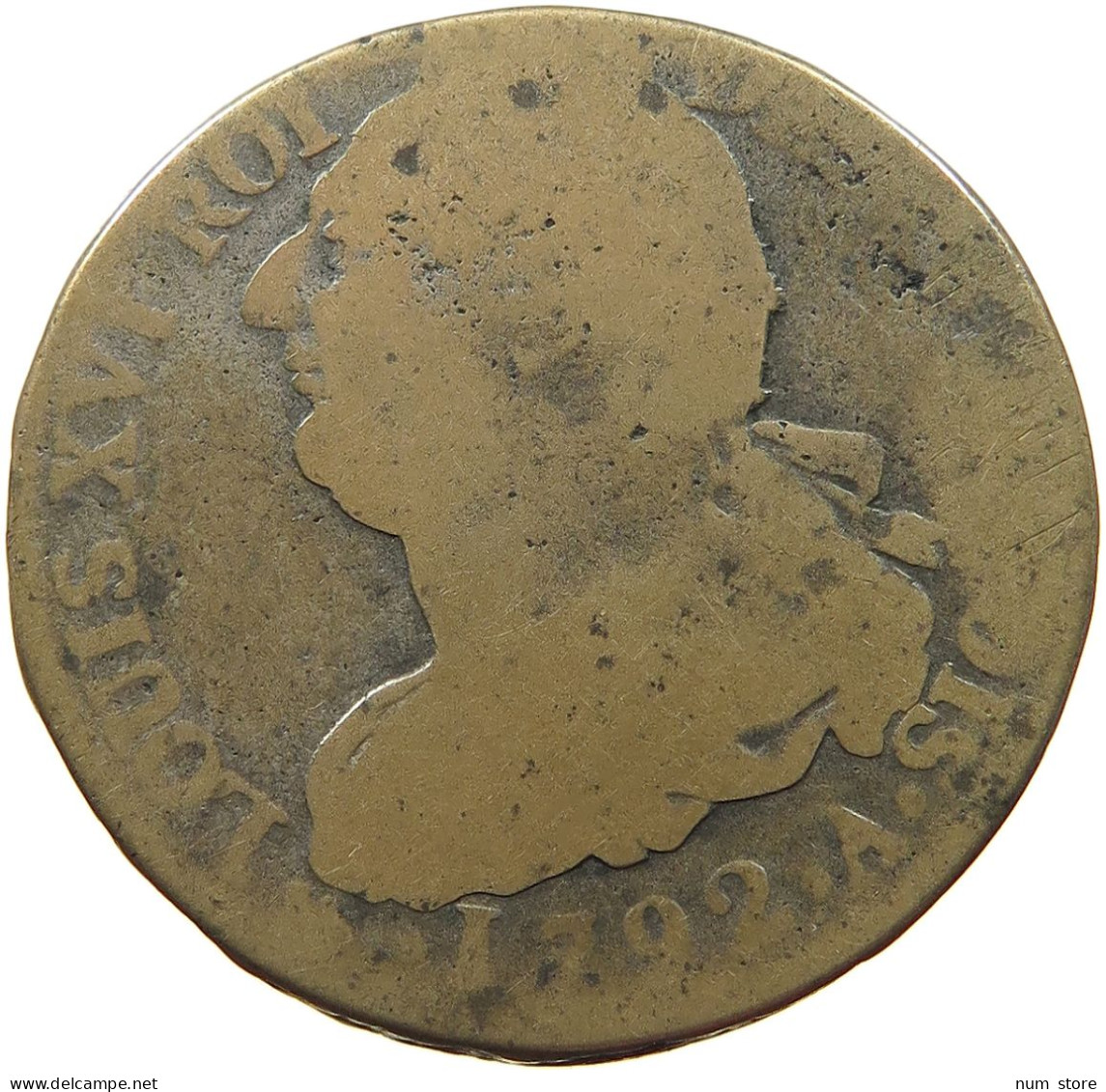 FRANCE 2 SOLS 1792 A Louis XVI (1774-1793) #s077 0003 - 1791-1792 Constitution