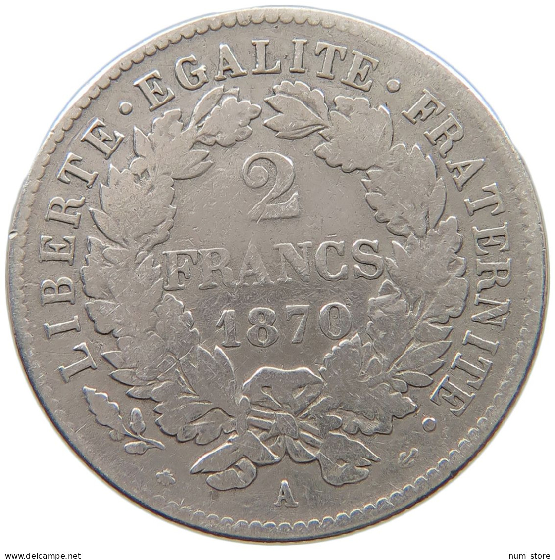 FRANCE 2 FRANCS 1870 A Napoleon III. (1852-1870) #a044 0699 - 2 Francs