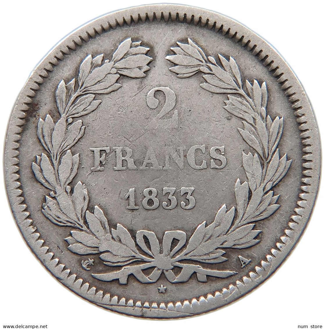 FRANCE 2 FRANCS 1833 A LOUIS PHILIPPE I. (1830-1848) #t143 0547 - 2 Francs