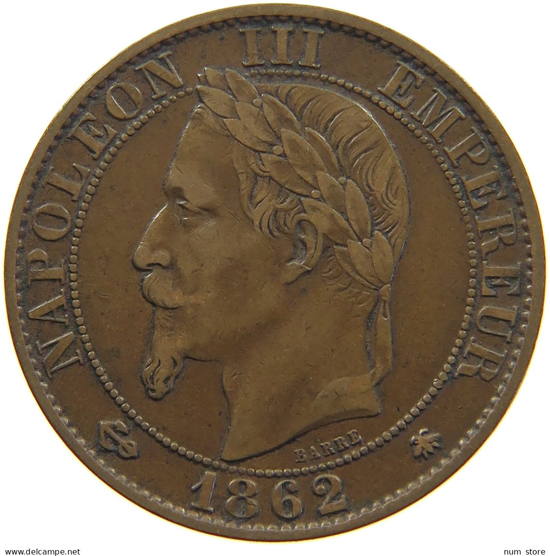 FRANCE 5 CENTIMES 1862 A Napoleon III. (1852-1870) #c033 0321 - 5 Centimes