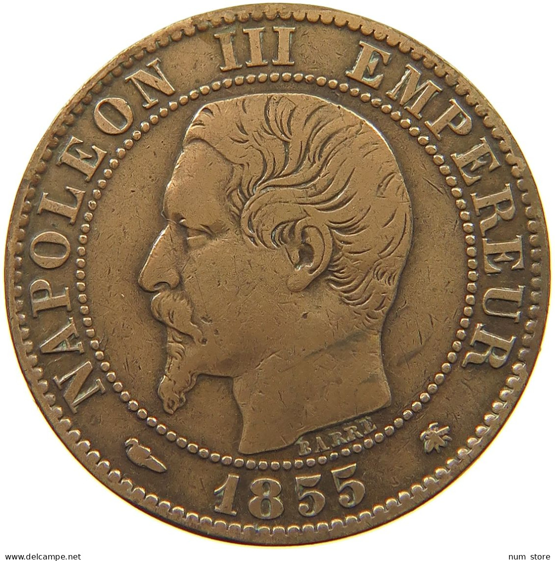 FRANCE 5 CENTIMES 1855 BB Napoleon III. (1852-1870) #a032 0061 - 5 Centimes