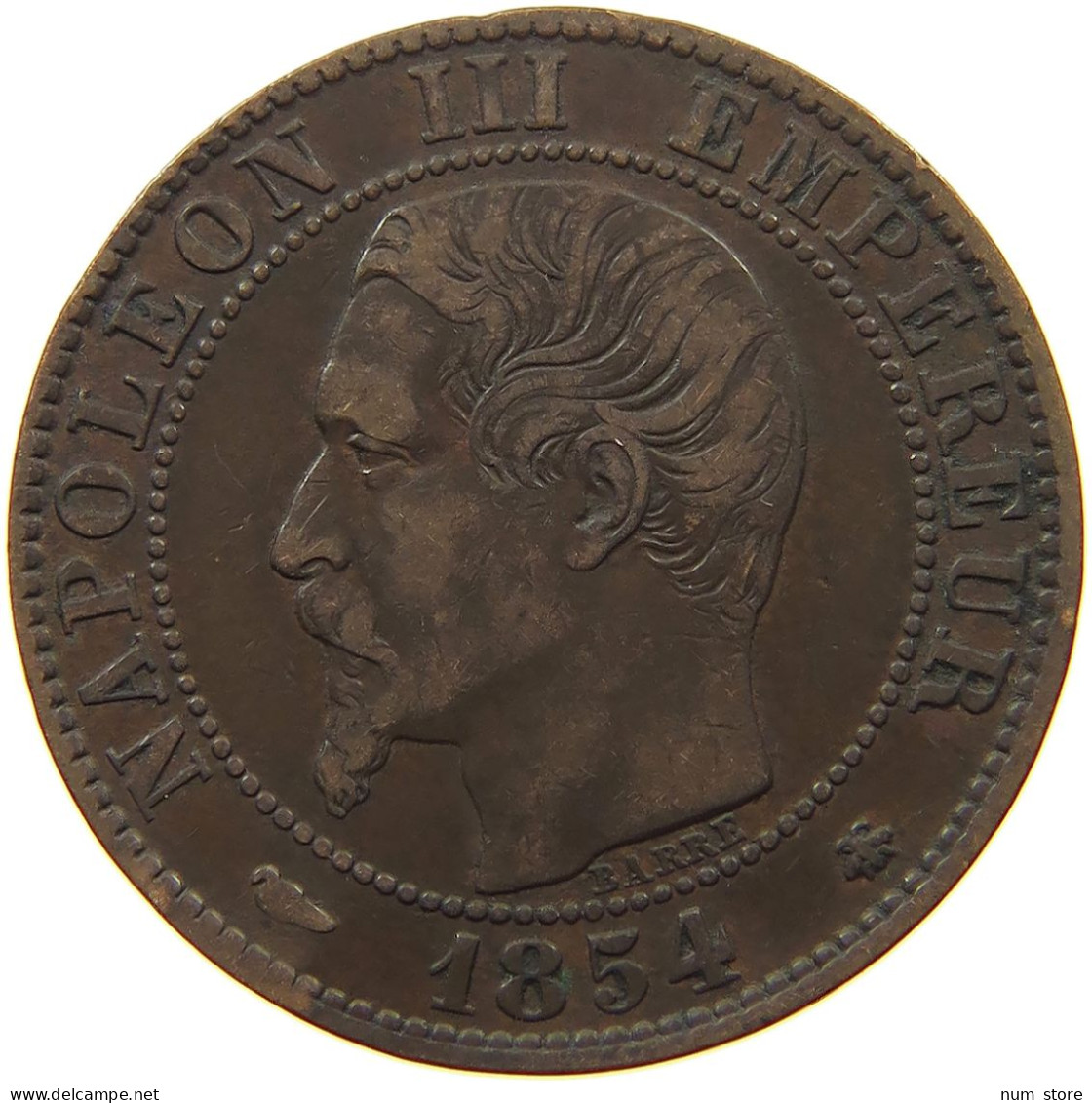 FRANCE 5 CENTIMES 1854 BB Napoleon III. (1852-1870) #s077 0371 - 5 Centimes