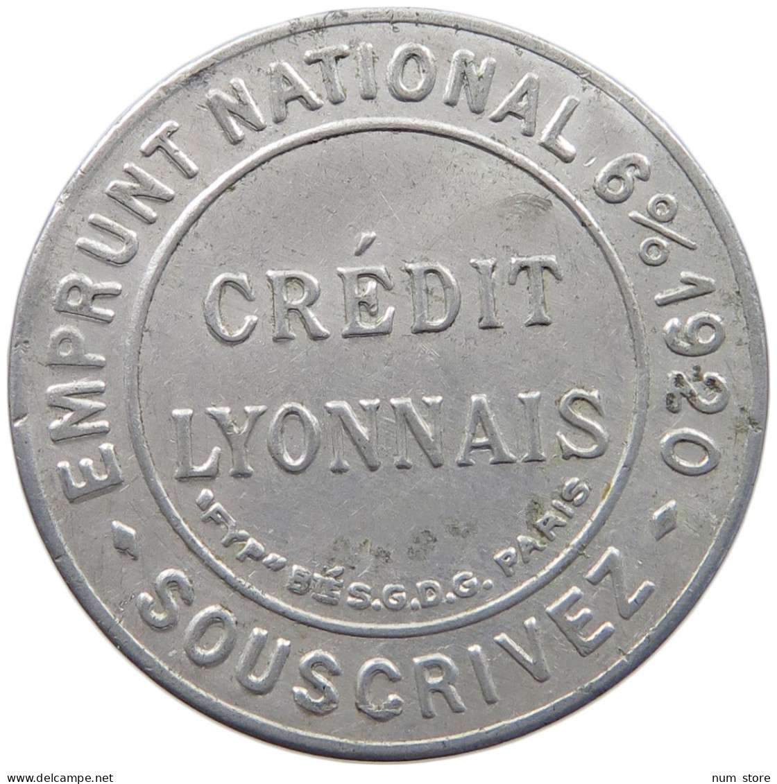 FRANCE 5 CENTIMES  EMPRUNT NATIONAL 6% 1920 CREDIT LYONNAIS CENTIMES #t003 0041 - Other & Unclassified