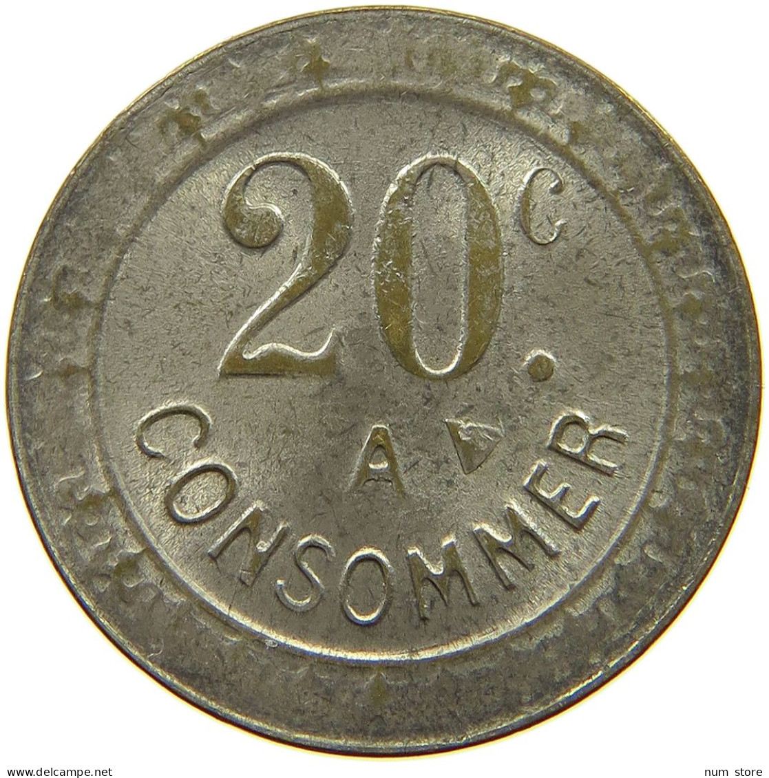 FRANCE 20 CENTIMES  CONSOMMER TOKEN #a094 0419 - Other & Unclassified