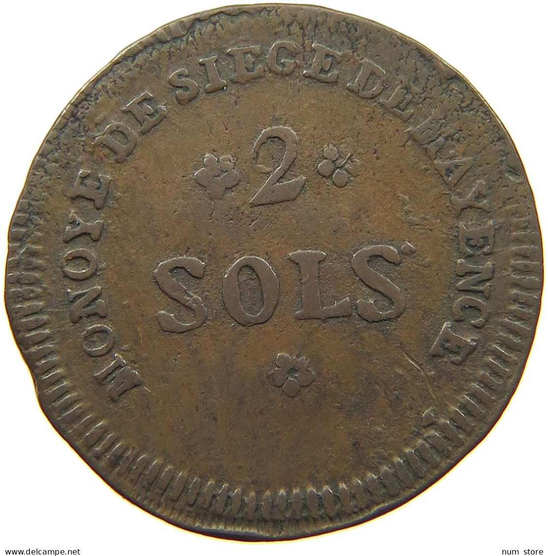 FRANCE 2 SOLS 1793 MAYENCE  #t107 0067 - 1792-1804 First French Republic