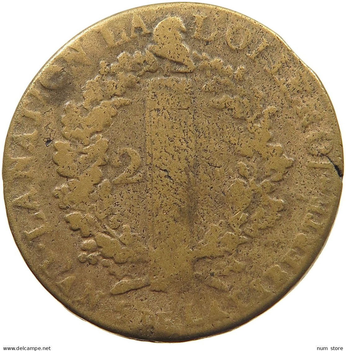 FRANCE 2 SOLS 1793 AA Louis XVI (1774-1793) #c003 0143 - 1792-1804 First French Republic