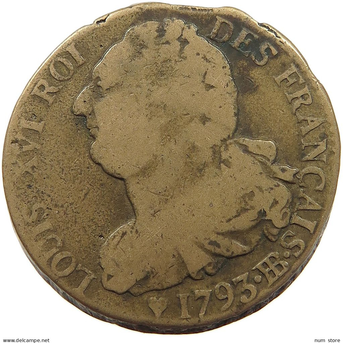 FRANCE 2 SOLS 1793 BB AN 5 Louis XVI (1774-1793) #s076 0501 - 1792-1804 First French Republic