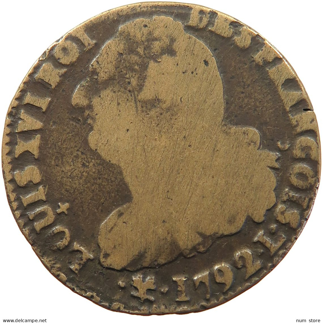 FRANCE 2 SOLS 1792 L BAYONNE Louis XVI. (1774-1793) #t016 0043 - 1791-1792 Constitución 