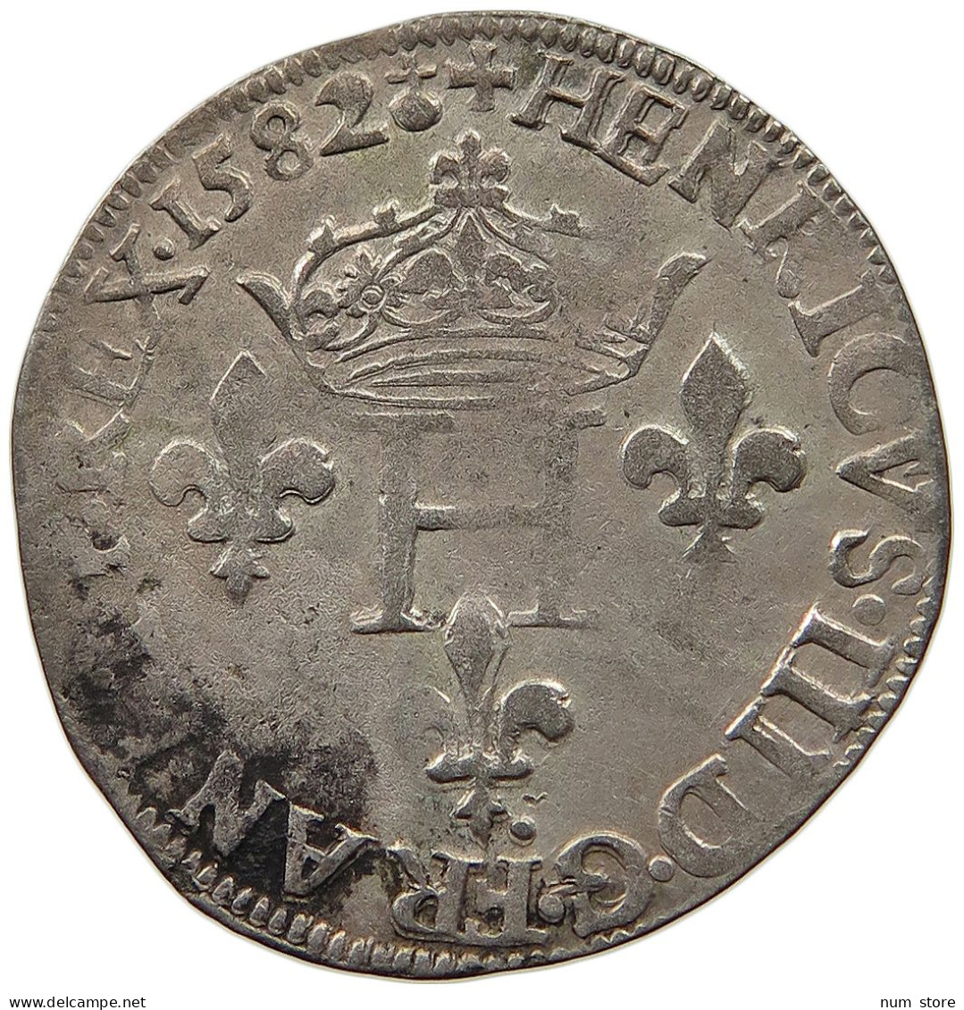 FRANCE DOUBLE SOL 1582 Henri III. (1574-1589) DOUBLE SOL O RIOM #t058 0289 - 1574-1589 Henry III