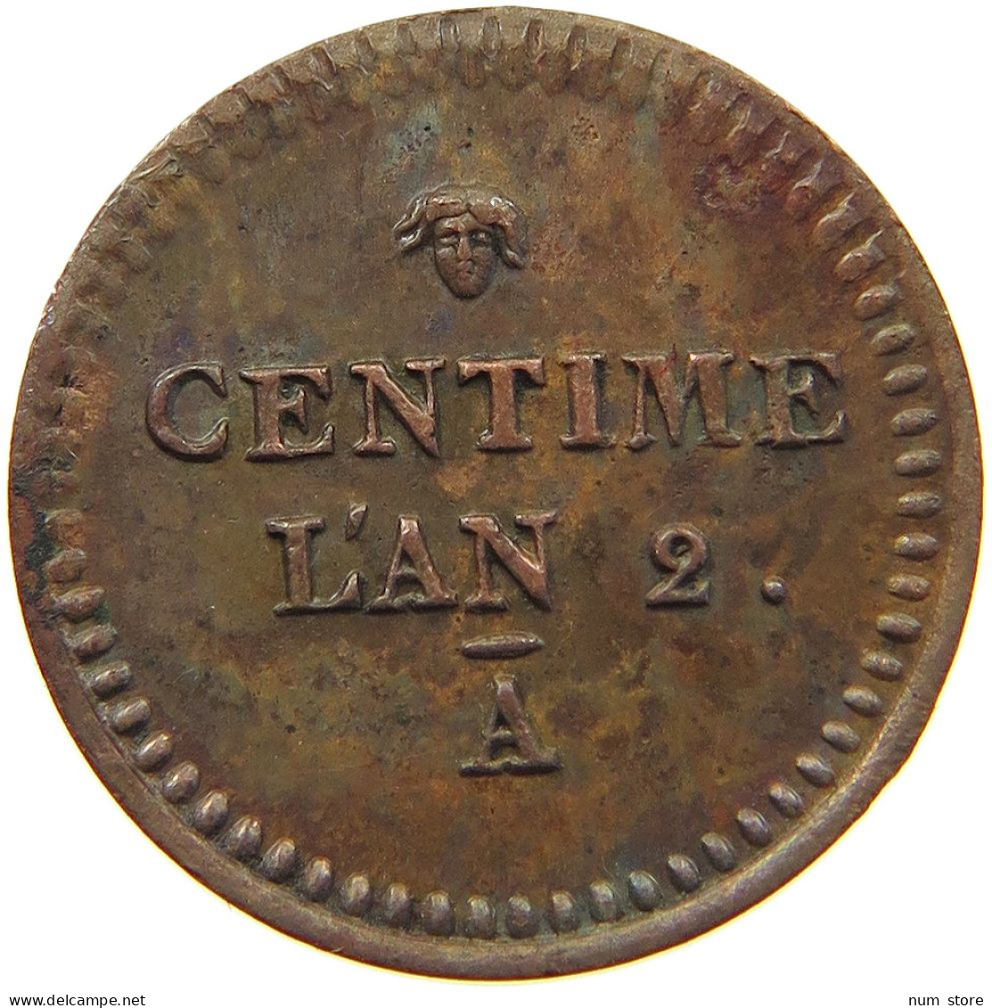 FRANCE CENTIME AN 2 CENTIME LAN 2 A PATTERN VERY RARE #T079 0093 - 1 Centime