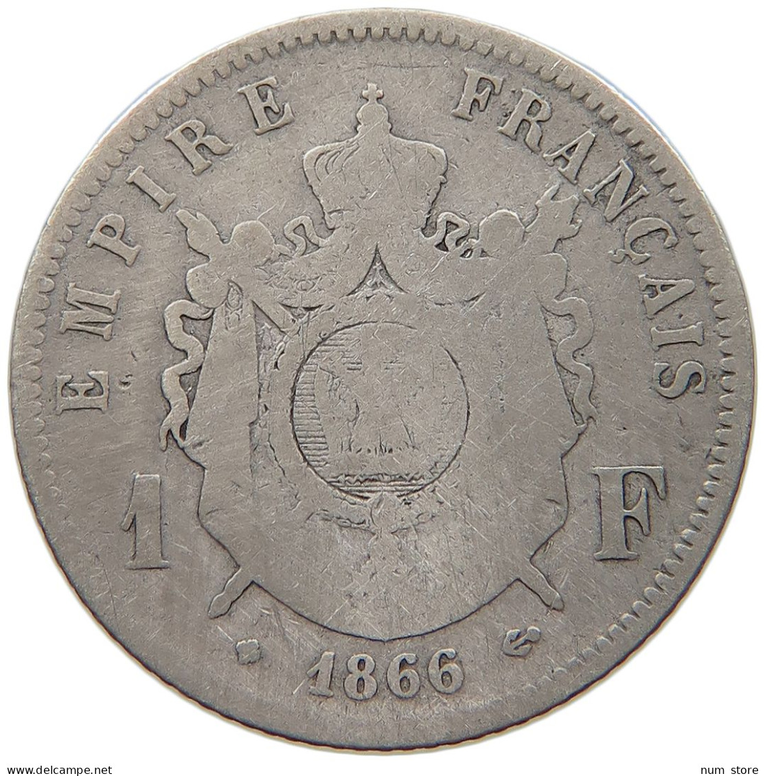 FRANCE FRANC 1866 BB Napoleon III. (1852-1870) #s016 0269 - 1 Franc