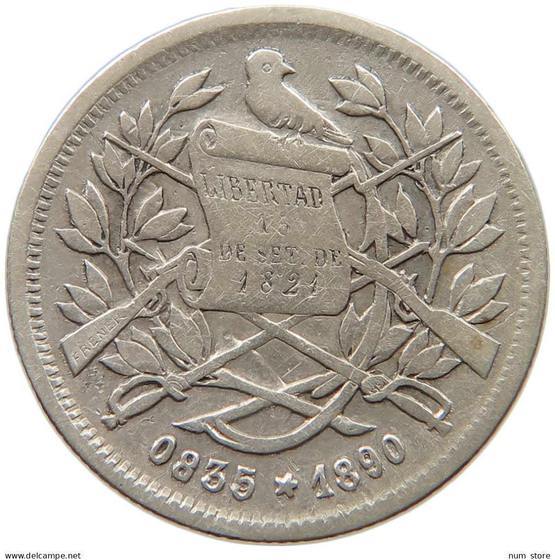 GUATEMALA REAK 1890 OVERSTRUCK DATE #t135 0257 - Guatemala