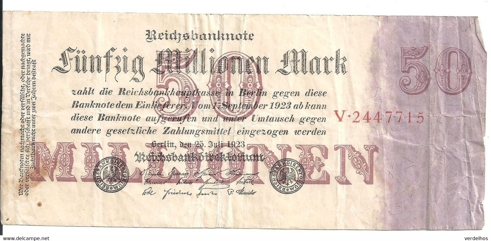 ALLEMAGNE 50 MILLIONEN MARK 1923 VF P 98 - 50 Millionen Mark