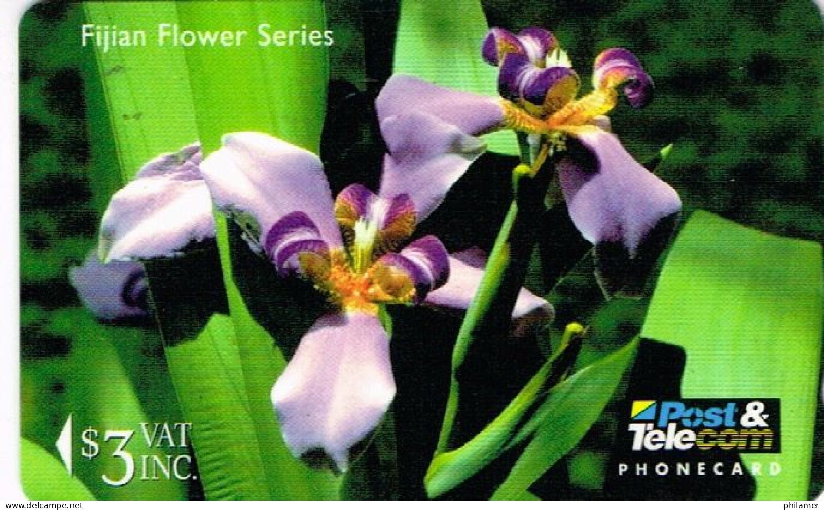 Fidji Fiji TELECARTE PHONECARD Telecom Flower Day Iris Fleur 3 Dollars 1995 Ut BE - Fiji