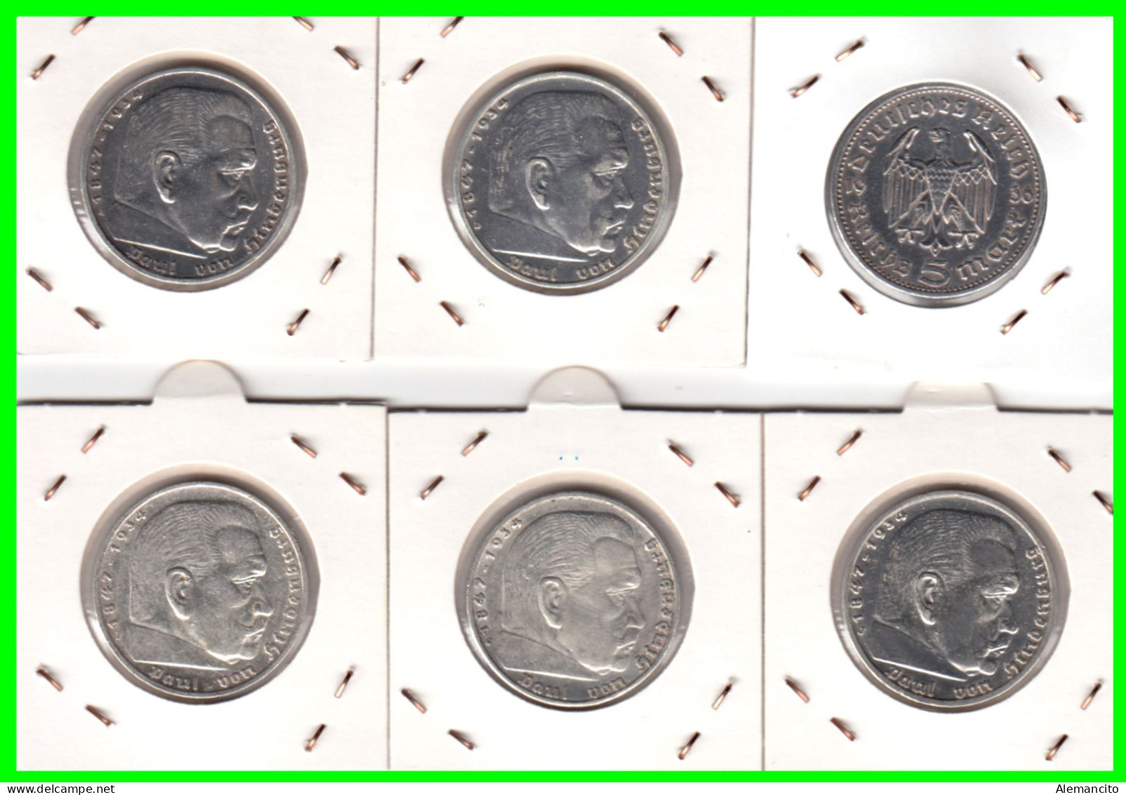 GERMANY - ALEMANIA DEUTFCHES REICH SERIE COMPLETA 7 MONEDAS DE 2.00 REICHSMARK AÑO 1938  MONEDA DE PLATA –ESBALTICA - 2 Reichsmark