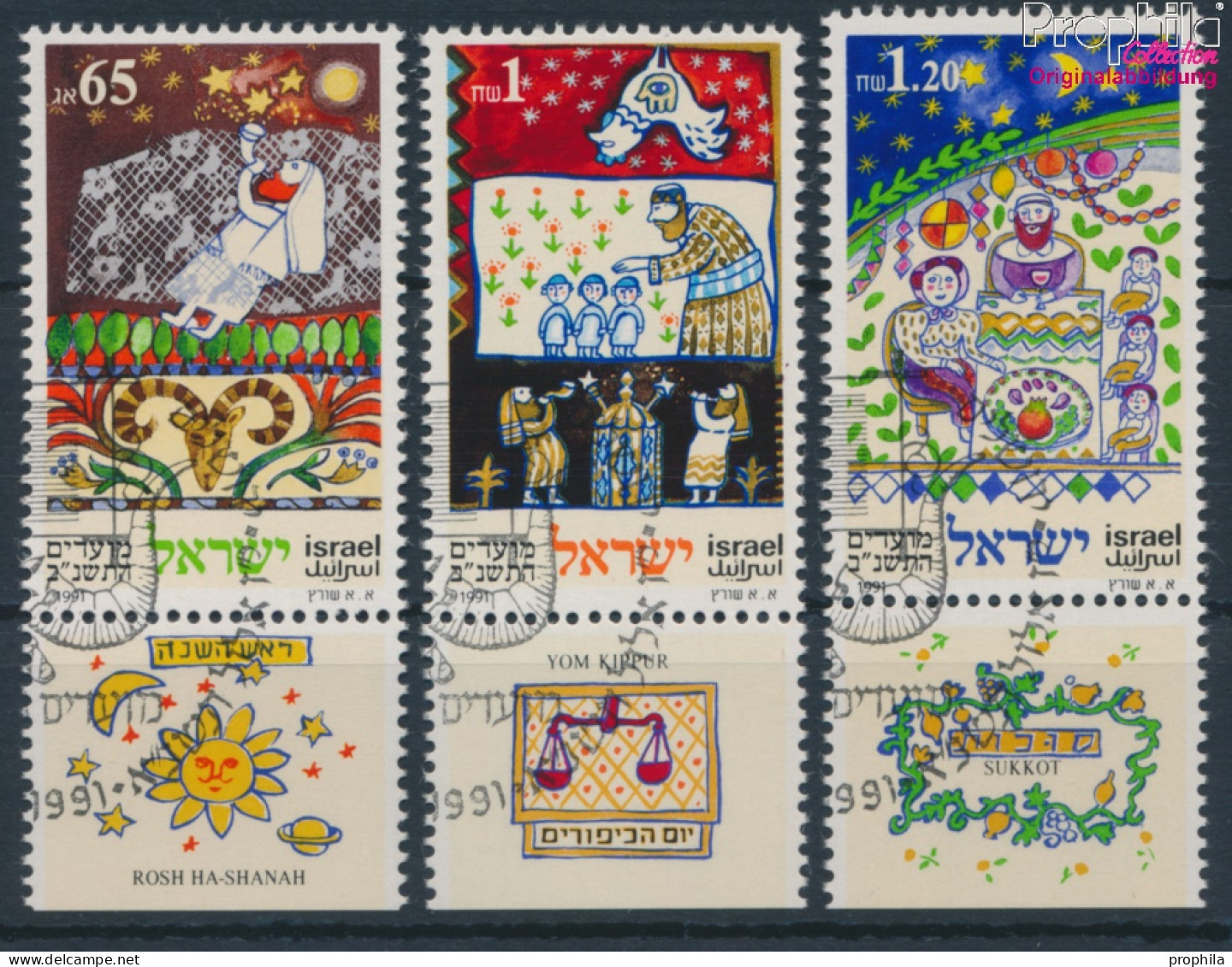 Israel 1198-1200 Mit Tab (kompl.Ausg.) Gestempelt 1991 Festtage (10253486 - Gebraucht (mit Tabs)