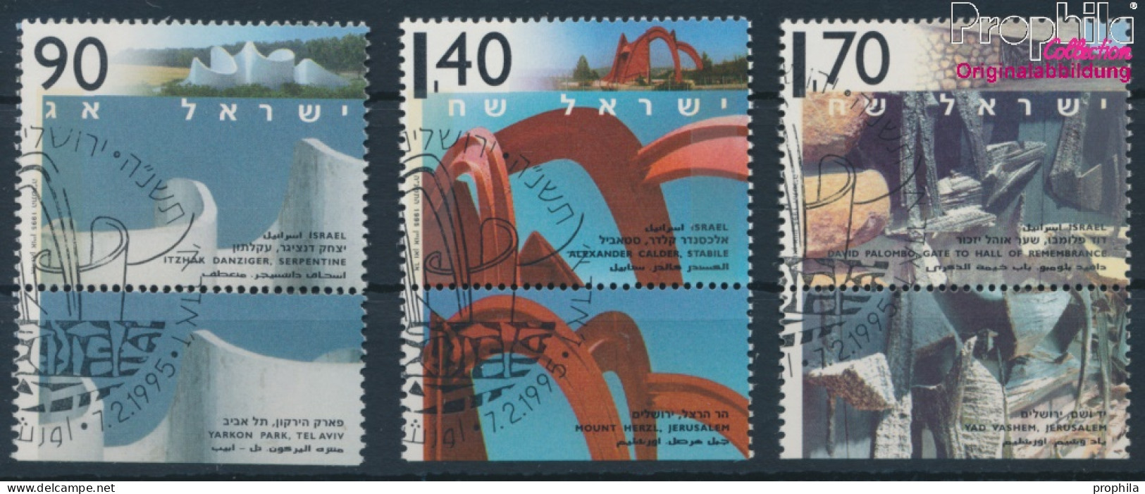 Israel 1321-1323 Mit Tab (kompl.Ausg.) Gestempelt 1995 Monumentalskulpturen (10253412 - Oblitérés (avec Tabs)