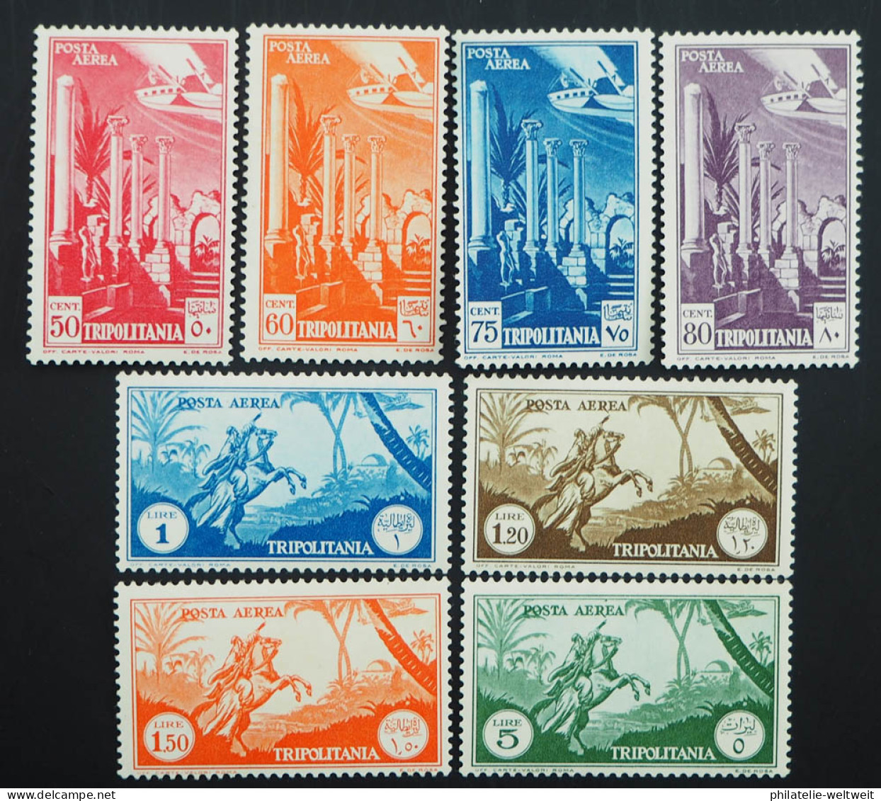 1931, Italienisch-Tripolitanien, Serie Flugpostmarken, *, MiNr. 133/40, ME 85,- - Tripolitania