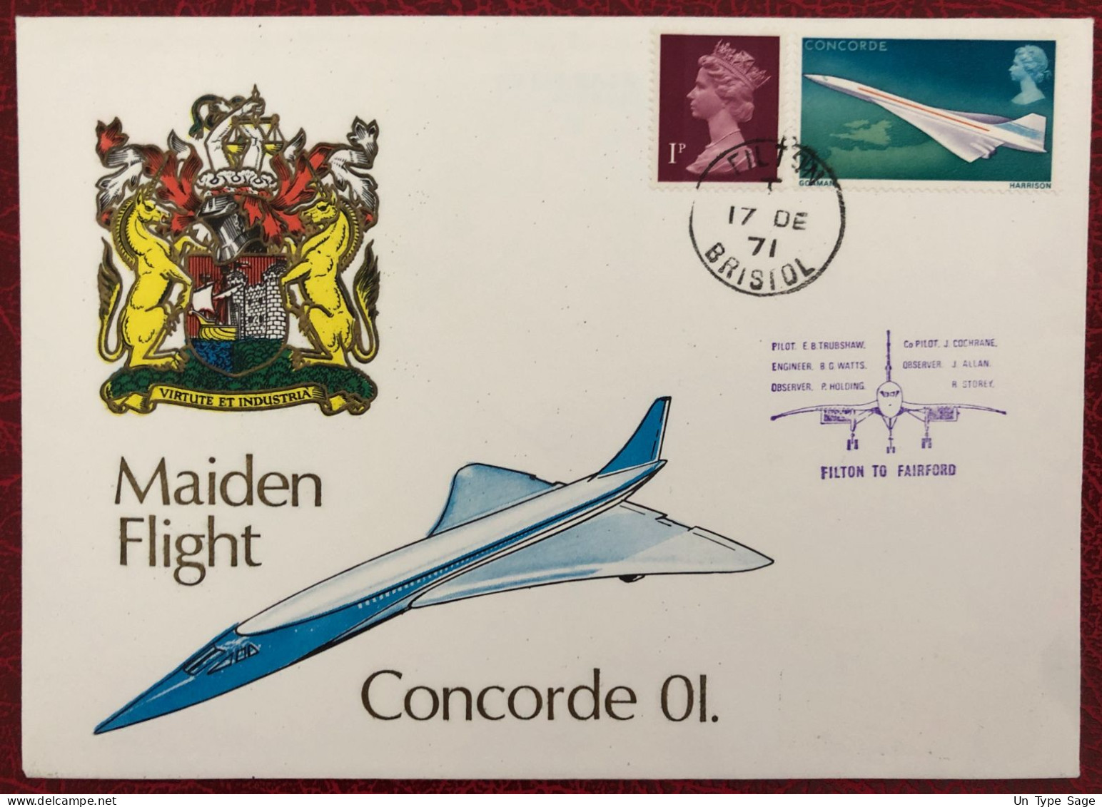 Grande-Bretagne, Enveloppe Commémorative CONCORDE - 17.12.1971 - (B3480) - Covers & Documents