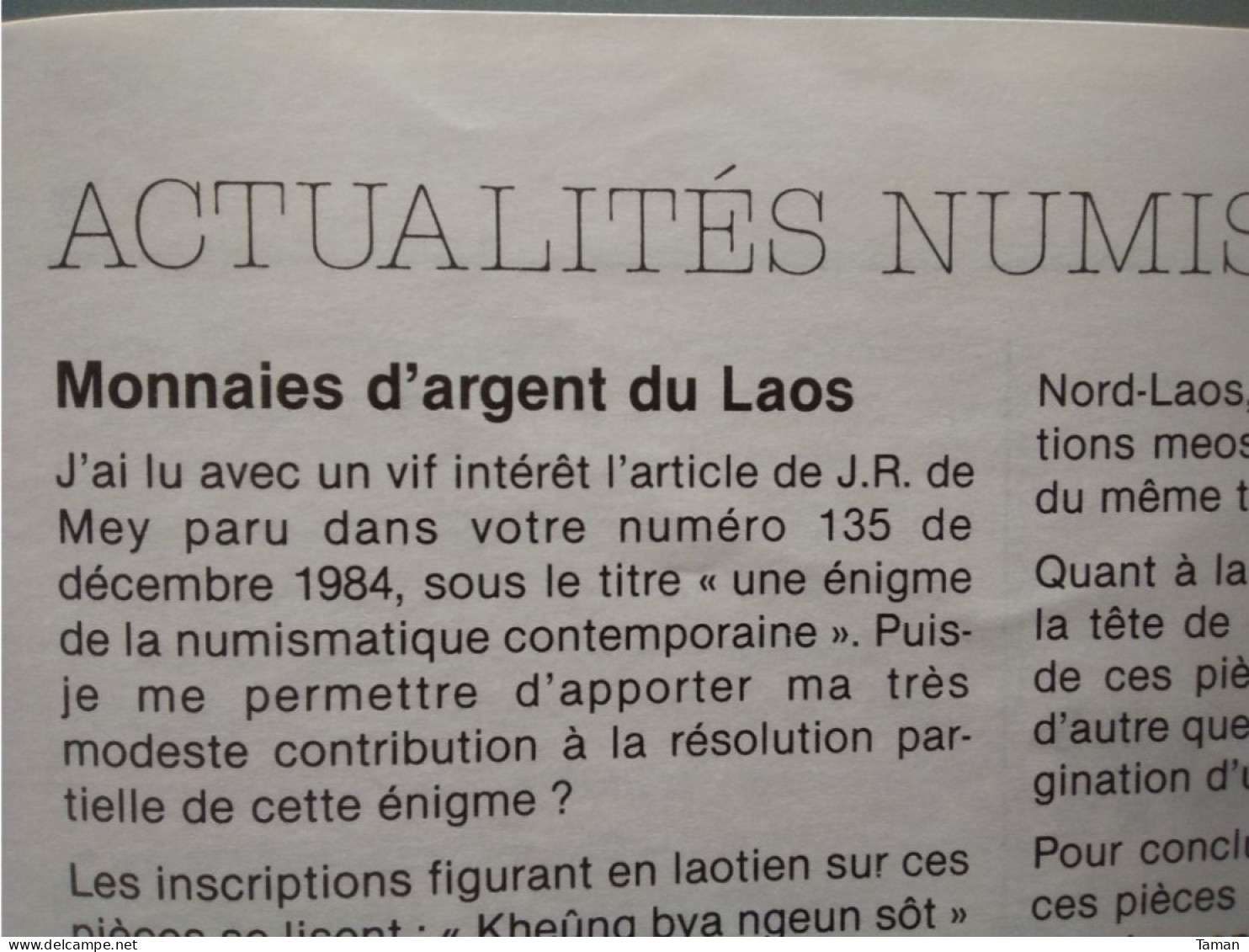 Numismatique & Change - Monnaies Fausses - Laos - Dater Les Monnaies Antiques - Namur - Le Millésime - Frans