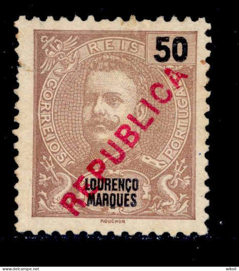 ! ! Lourenco Marques - 1917 King Carlos Local Republica 50 R - Af. 148 - No Gum - Lourenco Marques